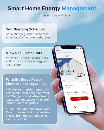 Cargador EV de nivel 2 de 50 A, modo de carga solar y gestión activa de carga, cargador eléctrico fácil de instalar, estación de carga de vehículos eléctricos controlada por aplicación con cable