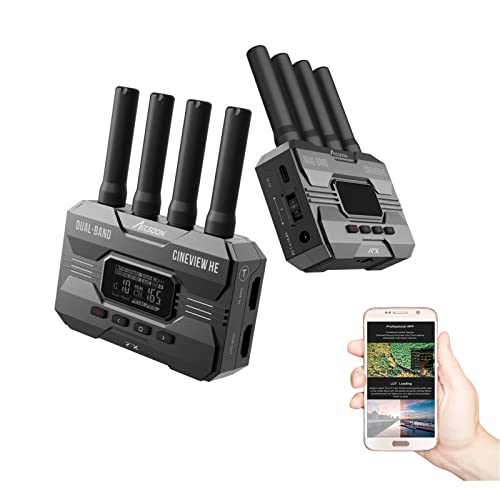 Accsoon CineView HE HDMI Kit de transmisor y receptor de cámara inalámbrica de doble banda, 2.4 GHz+5 GHz, sistema de transmisión de video inalámbrico de doble banda, latencia de 0.06s, rango de 1200