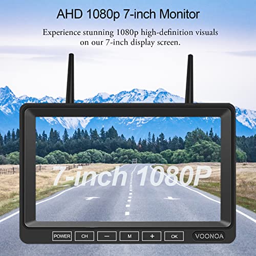 Sistema de cámara inalámbrica 1080P RV, IP69, impermeable, visión nocturna, cámara de visión trasera lateral con monitor HD de 7 pulgadas para caravana, camión, remolque, cámper