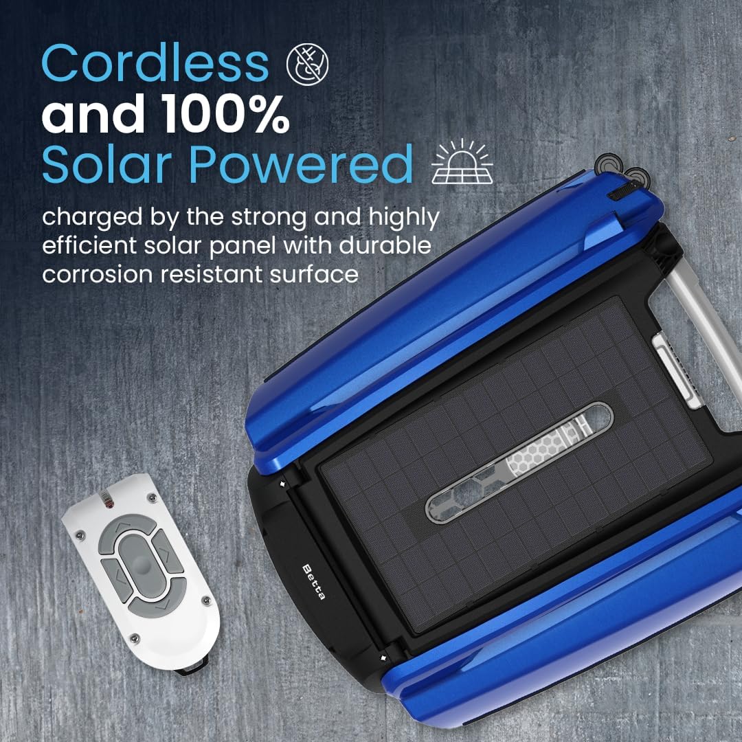 Betta SE - Limpiador robótico automático de superficie de piscina con batería de limpieza continua 24/7 y motores tolerantes al cloro de sal doble rediseñados (azul)