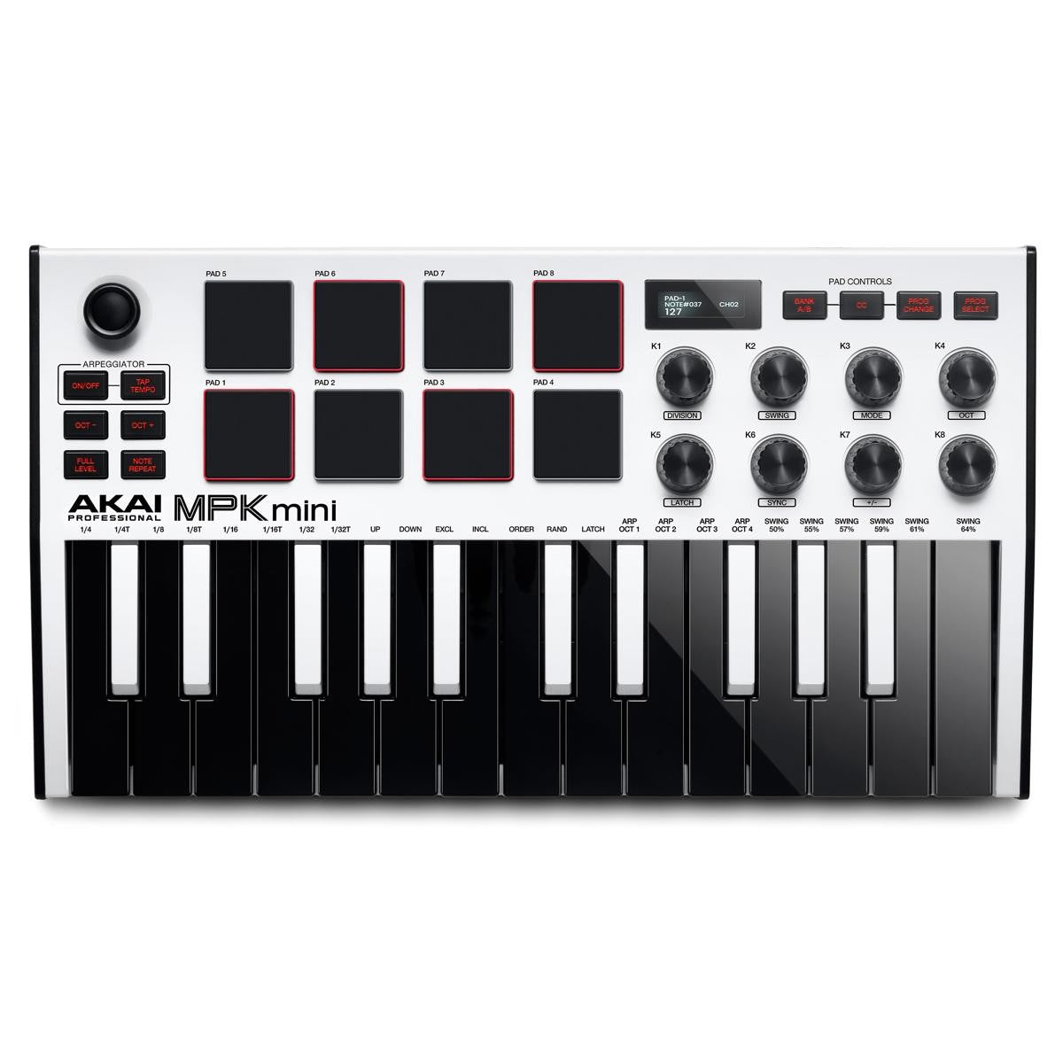 Akai MPK Mini MK3 Controlador MIDI de 25 teclas, blanco #MPKMINI3W