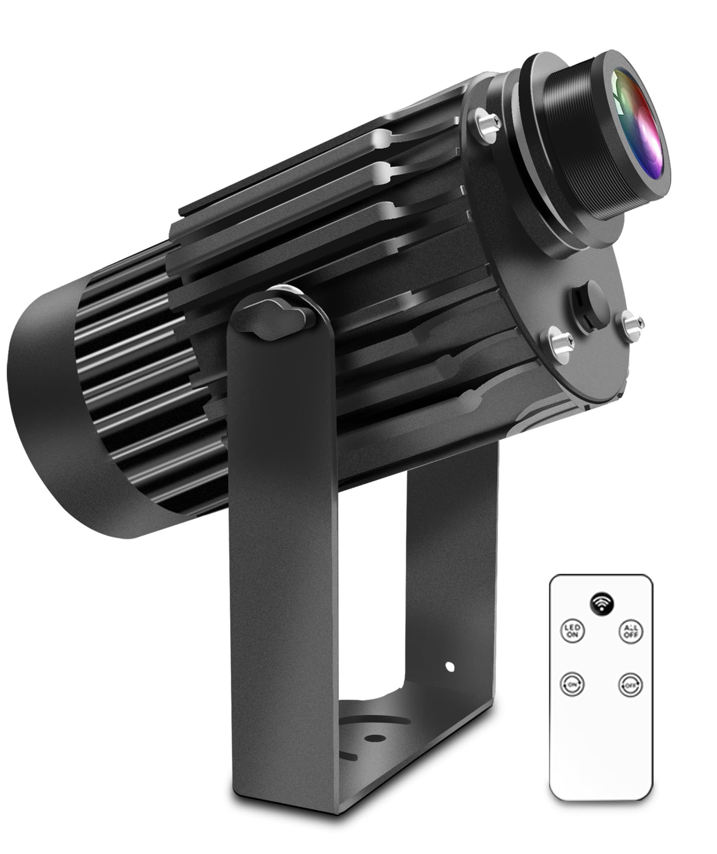 Laulgpoha - Proyector GOBO con logotipo de 100 W para negocios, rotación impermeable IP65 con sistema de refrigeración dual para exteriores, luz LED de efecto DJ con control remoto y lente de vidrio