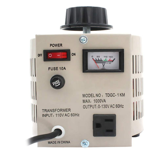 LVYUAN Regulador de voltaje variable del transformador variable, salida 0-130V, entrada 110V-120V (1000VA)