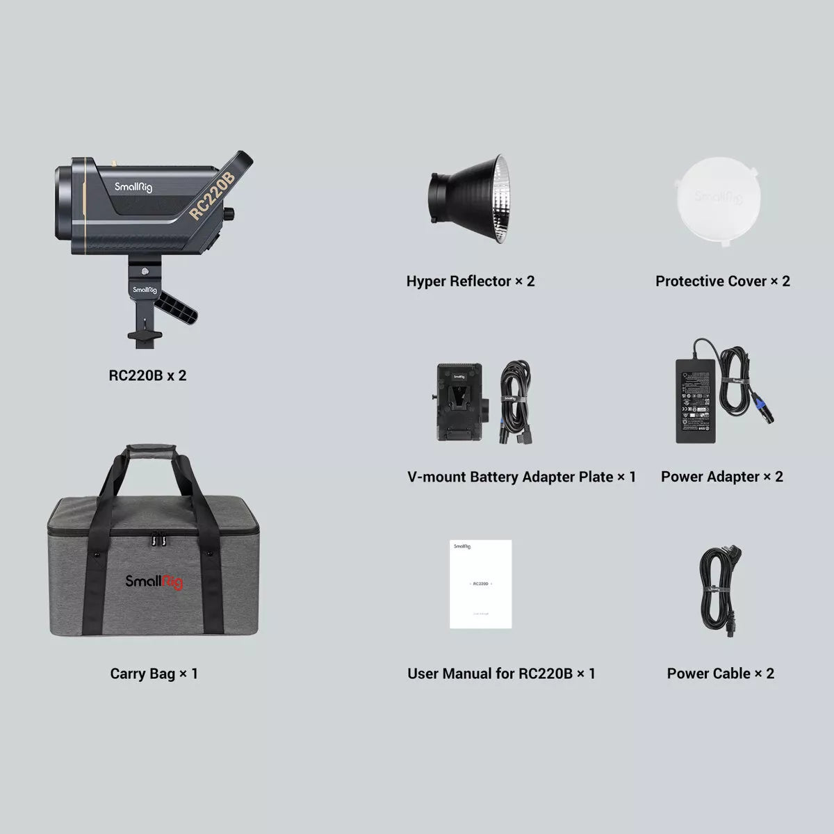 Kit de 2 luces LED COB para video con luz diurna RC 220D de SmallRig de 260 W, n.º 4009