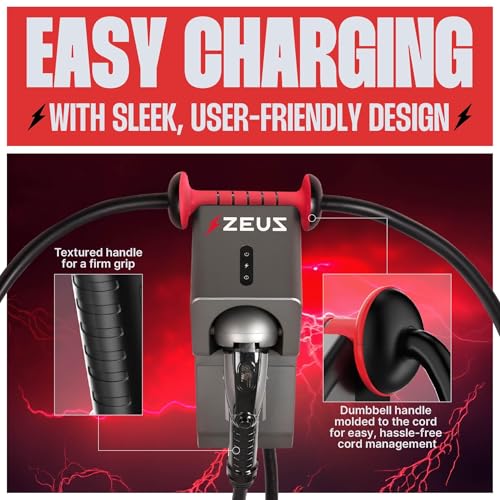 Zeus - Cargador EV de nivel 2 – Equipo de carga de vehículos eléctricos compatible con todos los modelos de vehículos eléctricos – Cargador rápido J1772 EVSE nivel 2 de 40 amperios – NEMA 14-50 240V