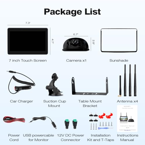 Cámara de respaldo inalámbrica de 7 pulgadas 1080P DVR cámara de visión trasera compatible con enchufe precableado Furrion, monitor de pantalla táctil y cámara de visión nocturna impermeable