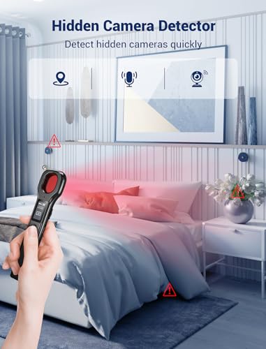 Detectores de cámara oculta, detector de cámara 2025, buscador de cámara antiespía, detector de insectos, detector GPS, sensibilidad de 5 niveles, 4 modos para viajes, baño, oficina