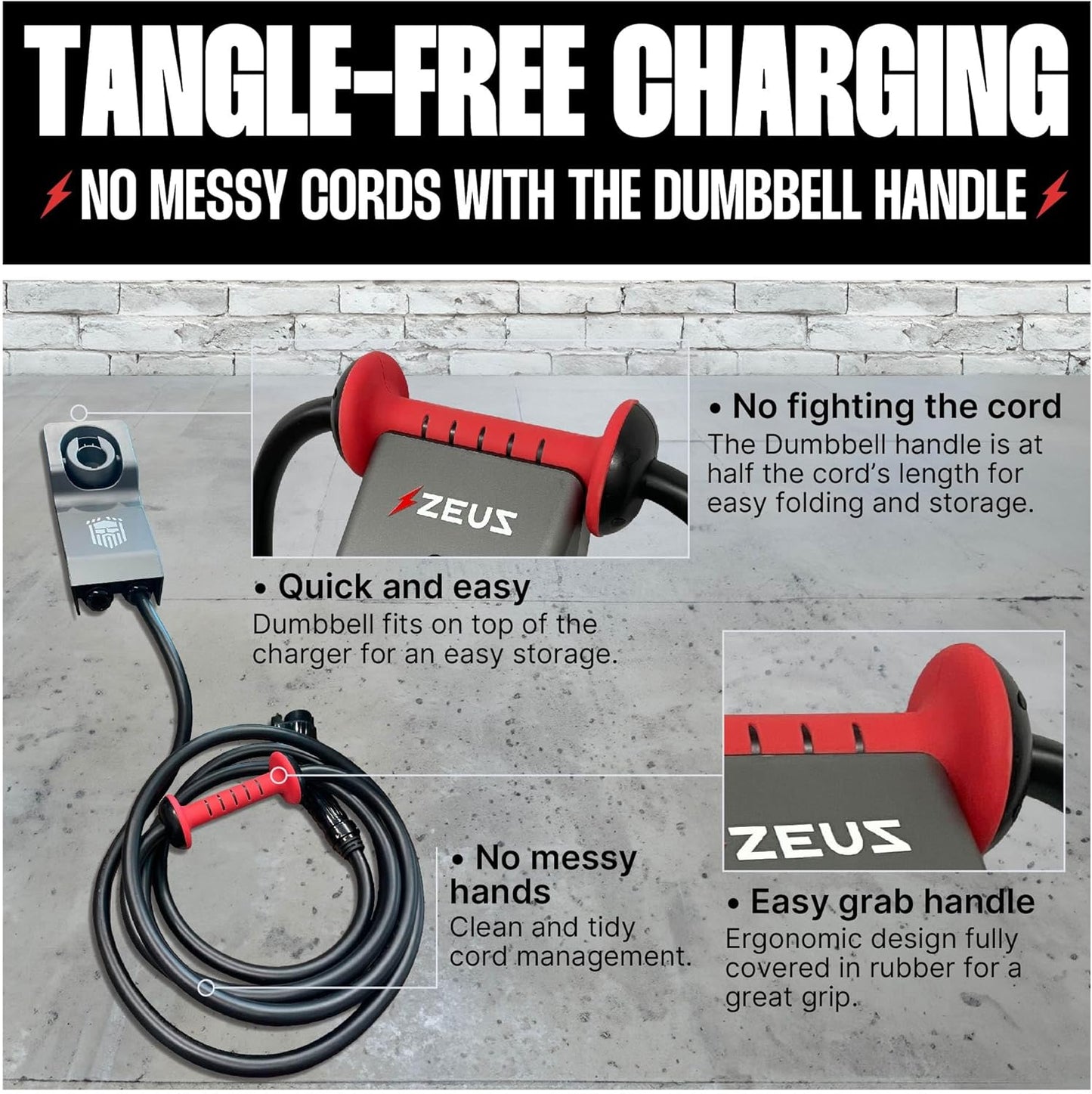 Zeus - Cargador EV de nivel 2 – Equipo de carga de vehículos eléctricos compatible con todos los modelos de vehículos eléctricos – Cargador rápido J1772 EVSE nivel 2 de 40 amperios – NEMA 14-50 240V
