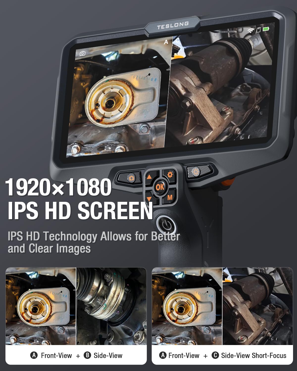 Cámara de inspección, boroscopio Teslong de triple lente con pantalla dividida IPS de 6 pulgadas, cámara endoscopio WiFi con luz IP67, impermeable, flexible, cámara de alcance - NTS600