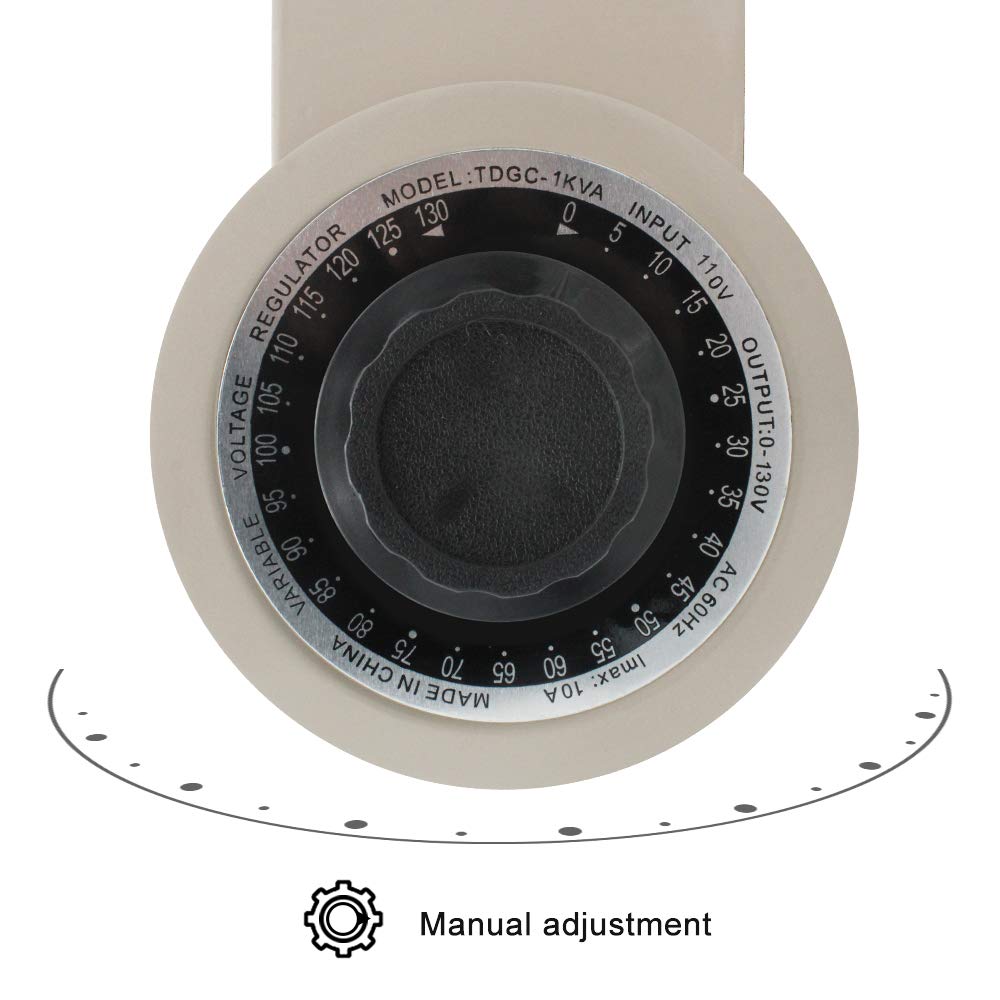 LVYUAN Regulador de voltaje variable del transformador variable, salida 0-130V, entrada 110V-120V (1000VA)