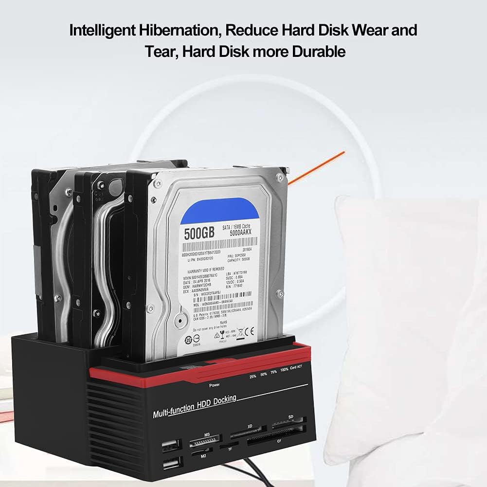 Zopsc USB 3.0 SATA/IDE HDD Estación de acoplamiento de tres bahías sin conexión Clon HUB lector 12V/3A Fuente de alimentación independiente Estación de acoplamiento de disco duro externo (US) 100-240V