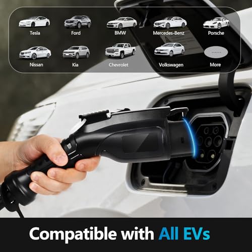 Cargador doméstico EV de nivel 2, 240 V, 32 A/40 A | Pantalla de velocidad de carga en tiempo real + luz de estado | Carga hasta 7 veces más rápida | Interior/exterior | CH-102-PARENT