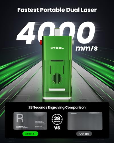 xTool Grabador láser dual F1 2 en 1, máquina de grabado láser portátil de velocidad de rayo, grabador láser de fibra ultra HD para joyas, metal, madera, cuero