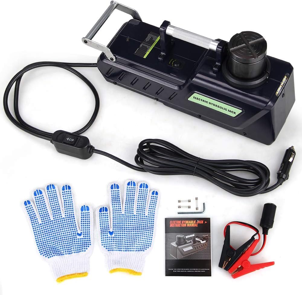Anbull Gato eléctrico para coche de 15 toneladas, kit hidráulico de gato de coche de 12 V CC, gato eléctrico de piso con luz LED para vehículos recreativos, furgonetas, camiones, SUV cambio de