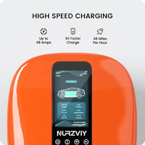 Cargador EV de nivel 2 para el hogar, estación de carga de vehículos eléctricos de 48 amperios 240 V con control de aplicación, EVSE interior/exterior con WiFi/Bluetooth, cableado AC48A-O01-Hardwired