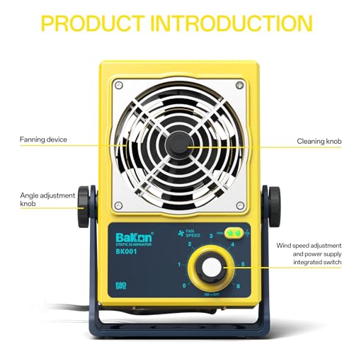 BAKON Ventilador de iones antiestáticos, Ventilador eléctrico de iones, Eliminador estático, Mantenimiento de fabricación electrónica, Laboratorio de investigación científica, Embalaje de chips para