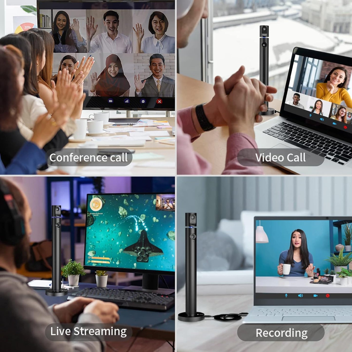 CZUR Cámara web dual Halo X Pro para PC, cámara web 1080P con micrófono, cámara USB para computadora, vista de 90°, Plug & Play, compatible con Windows y Mac; para Skype/TikTok/YouTube/Yahoo Messenger