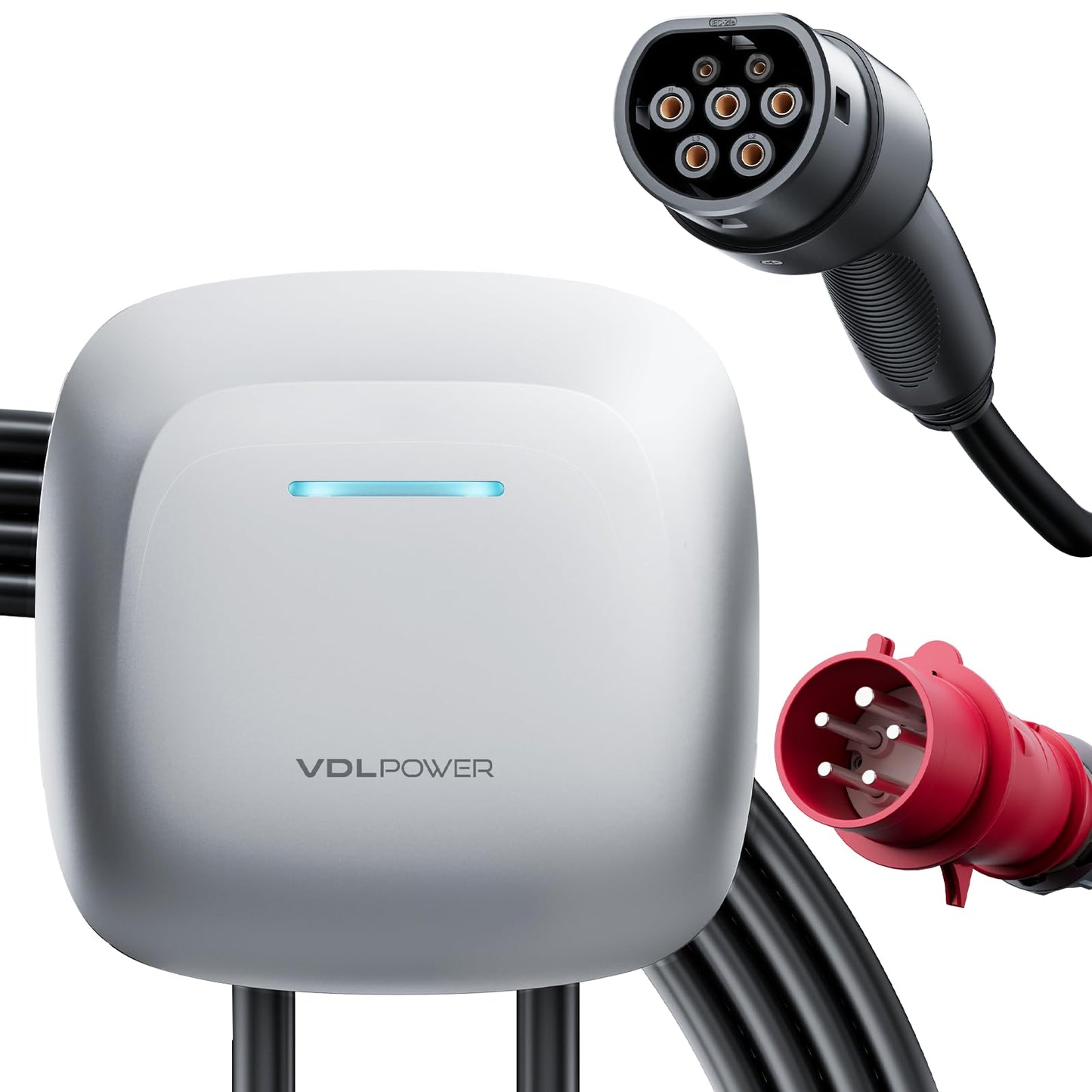 VDL POWER EV Charger 11KW, Type 2 Electric Car Charger, 10/13/16A EV Charging Station with APP Control 5M Cable Electric Vehicle Charger, IP65 Waterproof Wall Charging Box, Fast Charge
