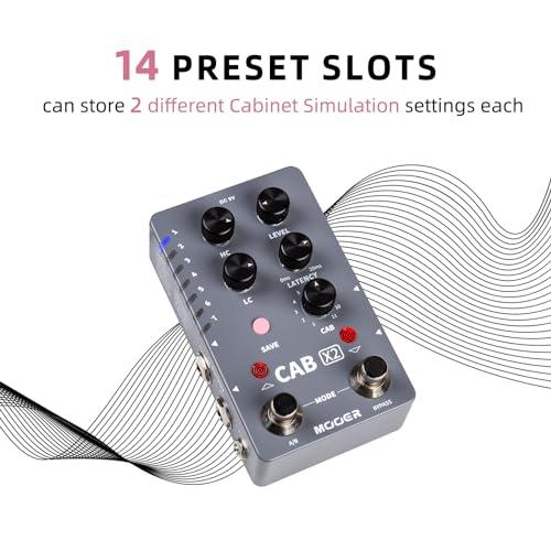 MOOER CAB X2 Dual Footswitch Cab Sim IR Carga Estéreo Gabinete Simulación Pedal con 14 Presets Ranuras Compatible con Edición de Software