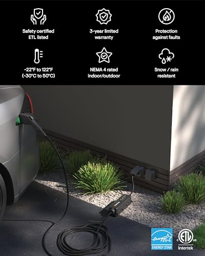 Enphase Cargador móvil EV, 12 A, certificado de seguridad, interior/exterior, cable resistente de 25 pies y conector SAE J1772, 120V, enchufe NEMA 5-15 - EVSE-NA-1012-0130-X000