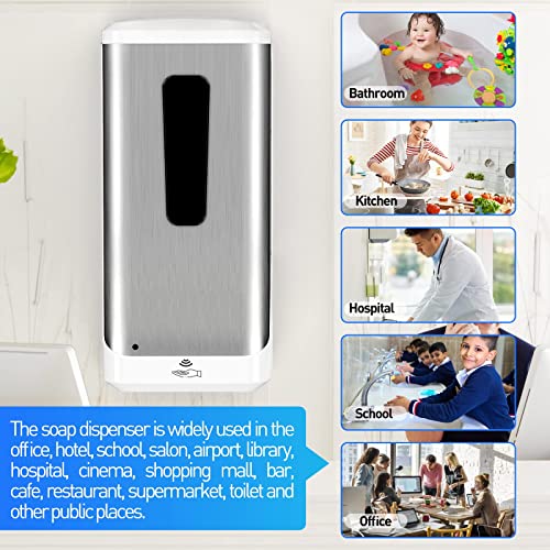 Jewaytec 1308 -Dispensador automático de desinfectante de manos, dispensador de jabón inoxidable montado en la pared de 33.8 fl oz, dispensador automático de líquidos sin contacto para oficina, hogar, restaurante