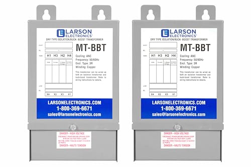 Larson Electronics Transformador 3 fases Buck y Boost - 208V primario - 240V secundario - 31.3 amperios en secundario - 50/60Hz