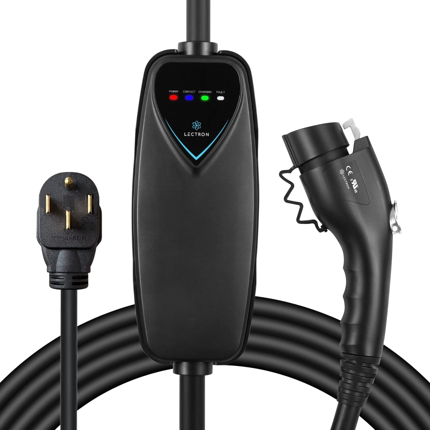 Lectron Cargador EV de nivel 2 – Certificado ETL, 240 V, 40 amperios, enchufe NEMA 14-50, cable de extensión de 16 pies y cable J1772 LECHG 14-50-40 ABLKUS
