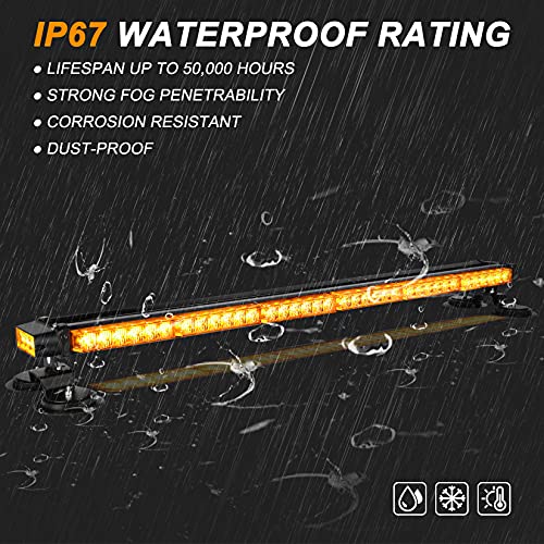 ASPL - Barra de luz estroboscópica de 98 cm, 78 LED 12V-24V doble cara, intermitente, de alta intensidad, luz estroboscópica con base magnética para seguridad