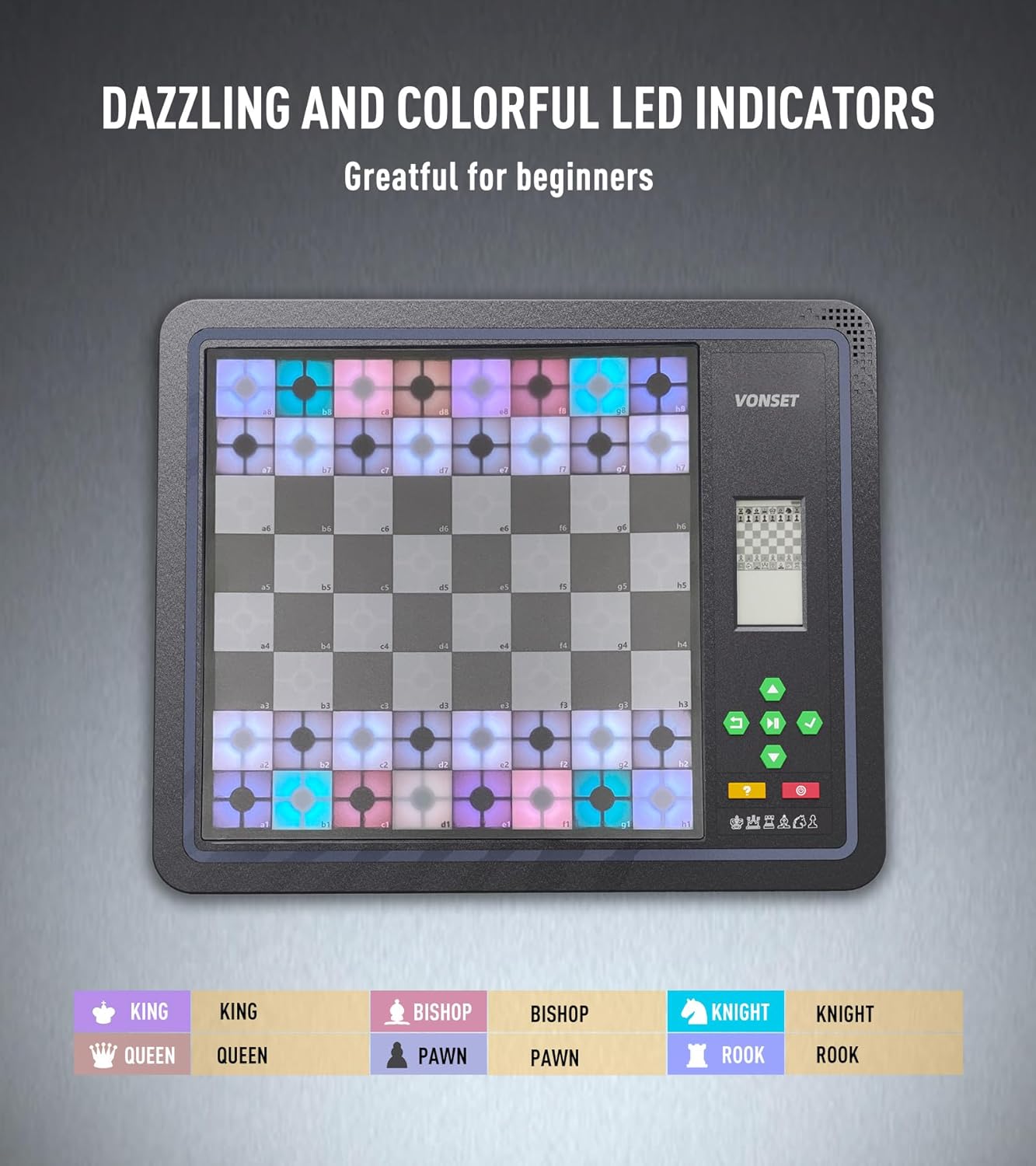 Core L6 - Juego de ajedrez electrónico para computadora, tablero de ajedrez para computadora con luz LED, computadora de ajedrez para adultos y niños con piezas de doble reina para