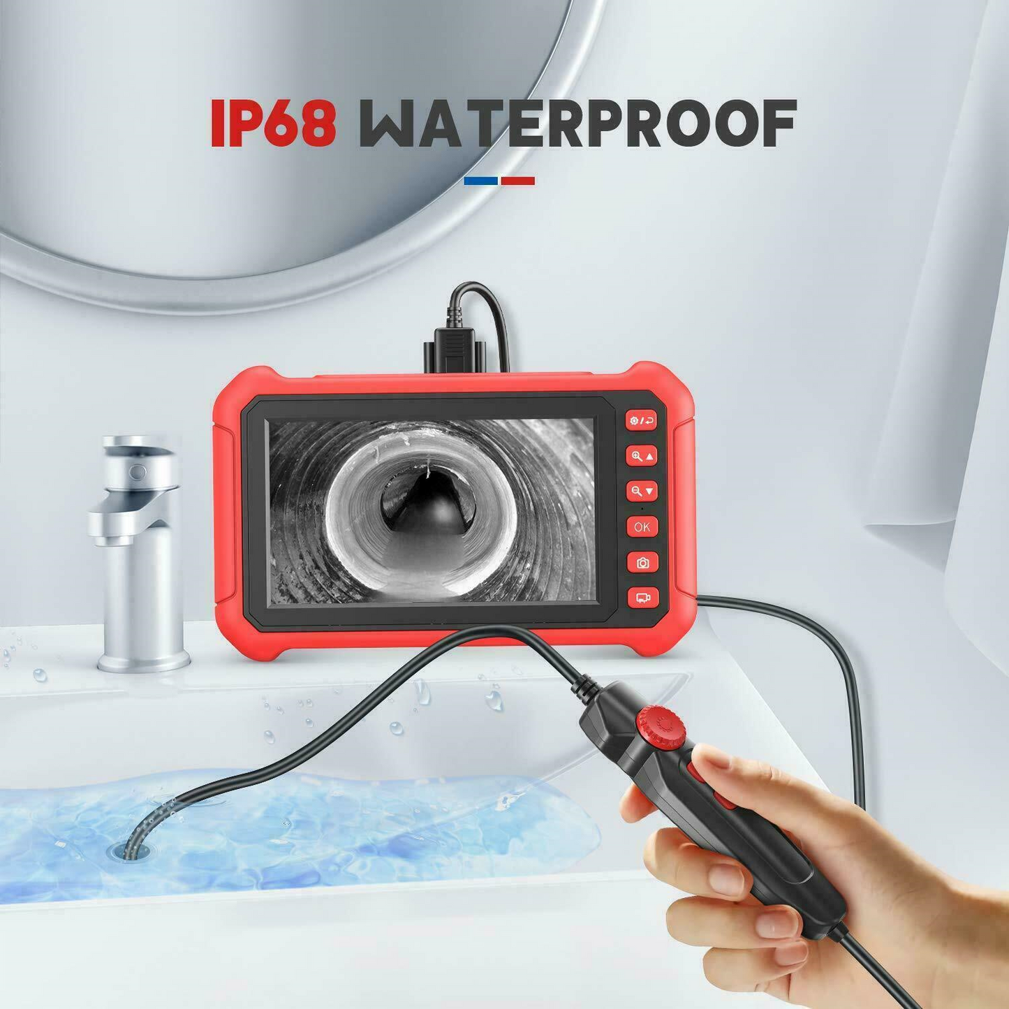 Oiiwak 7" HD 5.0MP Endoscope Camera 8.2mm 1080P Inspection Industrial Borescope 10m