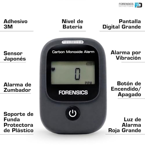 Detector de monóxido de carbono para vehículos y aviones | Alarma rápida de bajo nivel de 9 ppm (versión 2.0) FD-CAR002