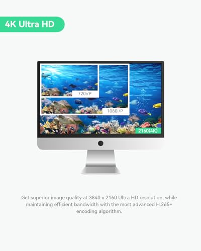 LINOVISION Cámara subacuática 4K Ultra HD con revestimiento anticorrosión, cámara de red alimentada por POE con interfaz gráfica web intuitiva y aplicación móvil, viene con interruptor POE de 4