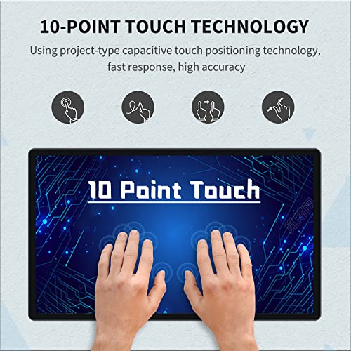 TouchWo Tableta con monitor de pantalla táctil Android 14 de 21.5 pulgadas, FHD 16:9 1080P, WiFi y BT, altavoces integrados, RK3576 8GB RAM y 128GB ROM, tablero inteligente para aula, #HD215AE