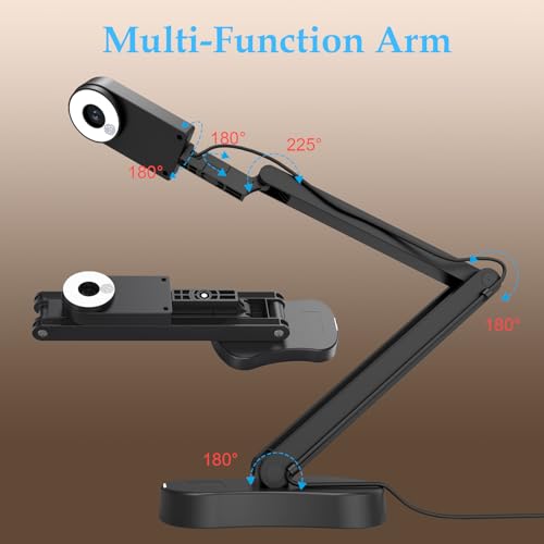 Cámara de documentos de 8 MP, cámara Doc, cámara web USB para profesores y aula, para tamaño A3 A4, micrófono incorporado, luz LED, inversor de imagen, para Windows, Mac, Chromebook, enseñanza KB-700S PAKOTOO