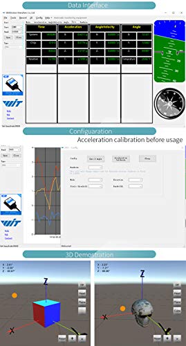 WitMotion WT61C-232 Sensor de acelerómetro de alta precisión, aceleración de 6 ejes (+-16 g)+giroscopio +ángulo (precisión XY 0.05°) con filtro Kalman, MPU6050 AHRS IMU (no afectado por el campo
