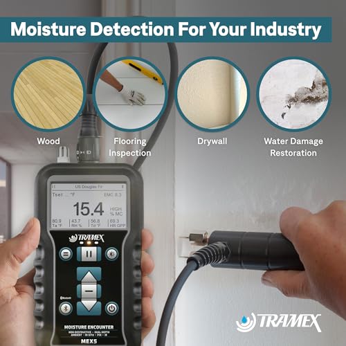 Tramex Moisture Encounter MEX5 | Medidor para medir el contenido de humedad y la humedad relativa en madera, paneles de yeso y materiales de construcción