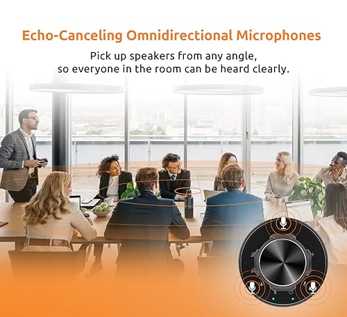 TOUCAN SC360 Cámara de videoconferencia de 360 grados, cámara web HD de 1080p con 4 micrófonos de reducción de ruido, altavoz, seguimiento de IA, funciona con Zoom, Google Voice, Microsoft Teams y más, para