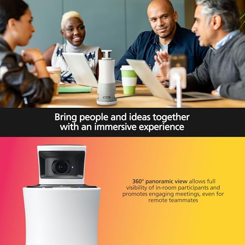 RICOH Meeting 360 Dispositivo de videoconferencia 3 en 1 | Vista panorámica de 360 grados con detección activa de altavoces y enfoque | 3 micrófonos con reducción de ruido de fondo | 3 altavoces de 8