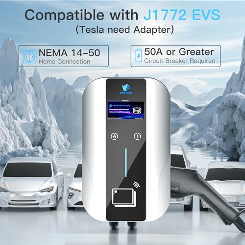 Cargador EV de nivel 2 J1772, cargadores EV para visualización inteligente de 40 amperios, cargador de coche eléctrico de 240 V, estaciones de carga de vehículos eléctricos al aire última UC102