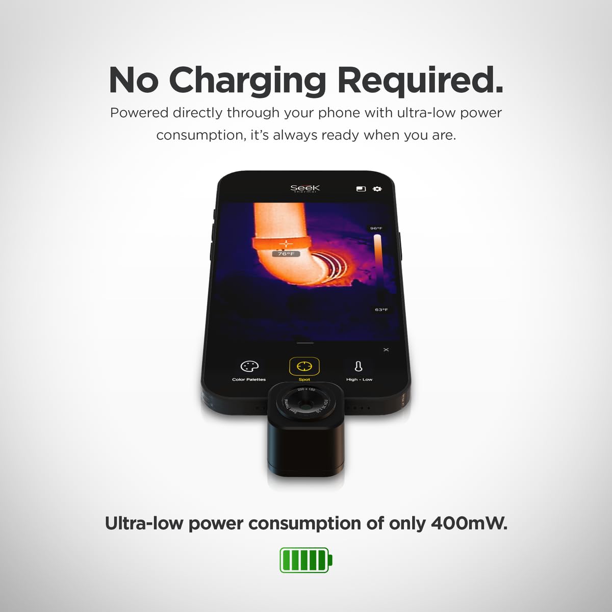 Seek Thermal - Cámara térmica Nano 200 para Apple iOS con conector Lightning, cámara térmica para iPhone, cámara térmica de alta resolución de 200 x 150, velocidad de cuadro de imágenes de 25 Hz, -4