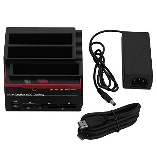 Zopsc USB 3.0 SATA/IDE HDD Estación de acoplamiento de tres bahías sin conexión Clon HUB lector 12V/3A Fuente de alimentación independiente Estación de acoplamiento de disco duro externo (US) 100-240V