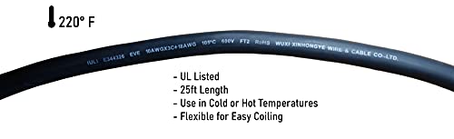 Inteset Cable de repuesto de enchufe J-1772 de 25 pies y 48 A, cable desnudo para fácil reemplazo del cable original en cargadores de hasta 48 amperios, fabricado en los Estados Unidos.