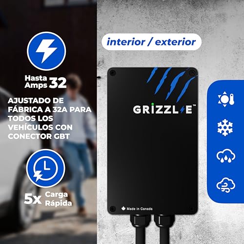 Grizzl-E GBT Classic Cargador de vehículo eléctrico Nivel 2 hasta 40A-10 kW/h, estación de Carga para Interiores/Exteriores con certificación UL-NOMmx, Enchufe NEMA 14-50, Cable Premium de 7.3 Metros