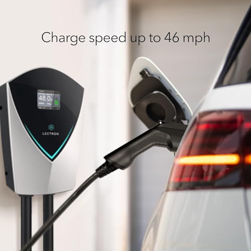 Lectron V-Box - Estación de carga para vehículos eléctricos de 48 amperios, potente cargador de nivel 2 (240 V) con enchufe NEMA 14-50/cableado, certificado Energy Star y ETL para vehículos eléctricos