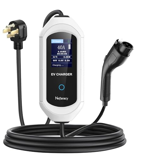Cargador EV Nivel 2, Cargador EV portátil de 40 amperios para todos los vehículos eléctricos SAE J1772, cable de 25 pies, estación de carga de coche EV de 9.6 KW con control de aplicación 	NFC-TYPE1-US