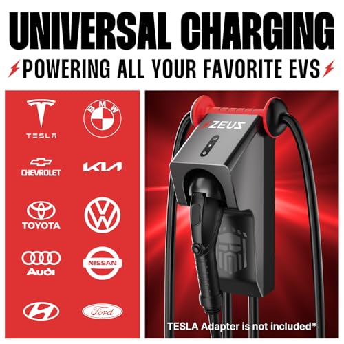 Zeus - Cargador EV de nivel 2 – Equipo de carga de vehículos eléctricos compatible con todos los modelos de vehículos eléctricos – Cargador rápido J1772 EVSE nivel 2 de 40 amperios – NEMA 14-50 240V