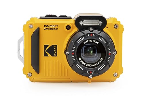 KODAK PIXPRO WPZ2 - Cámara digital resistente al agua de 16 MP, zoom óptico de 2.7 pulgadas, video LCD Full HD, amarillo