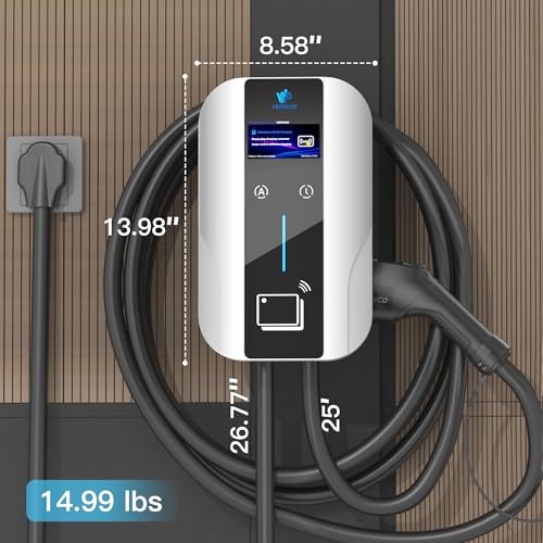 Cargador EV de nivel 2 J1772, cargadores EV para visualización inteligente de 40 amperios, cargador de coche eléctrico de 240 V, estaciones de carga de vehículos eléctricos al aire última UC102