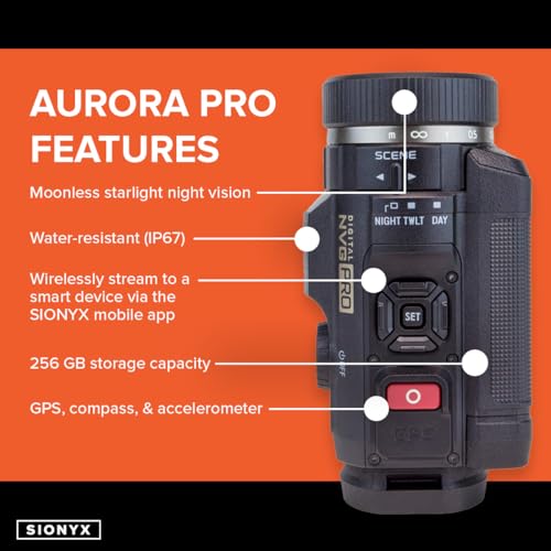 SiOnyx Aurora PRO - Cámara digital de visión nocturna a color y kits - Aurora PRO, WiFi, brújula y GPS, tarjeta MicroSD, funda protectora impermeable y más #C011300