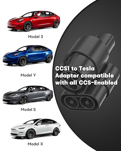 Adaptador CCS1 para estaciones de carga CCS a vehículos Tesla, adaptador de carga rápida de CC portátil de hasta 175 KW, compatible con el modelo 3, Y, S, X